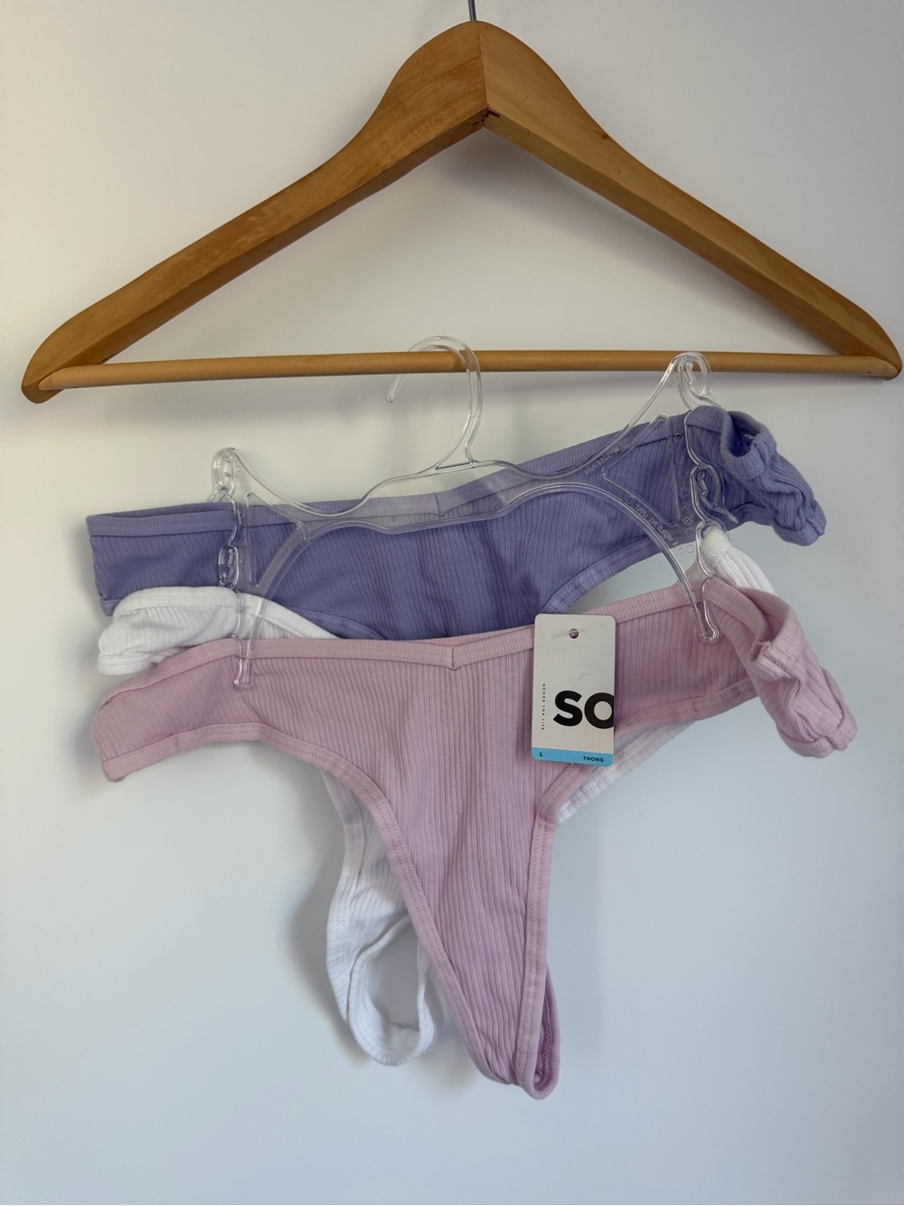 Kohl's SO Ribbed Thong Set in Lavender and Pale Pink - Picture 1 of 4